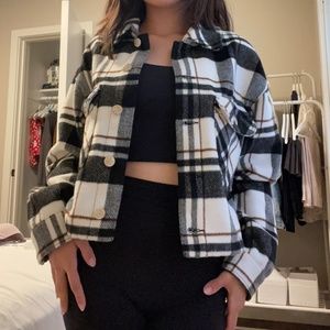 Zara Cropped Plaid Jacket